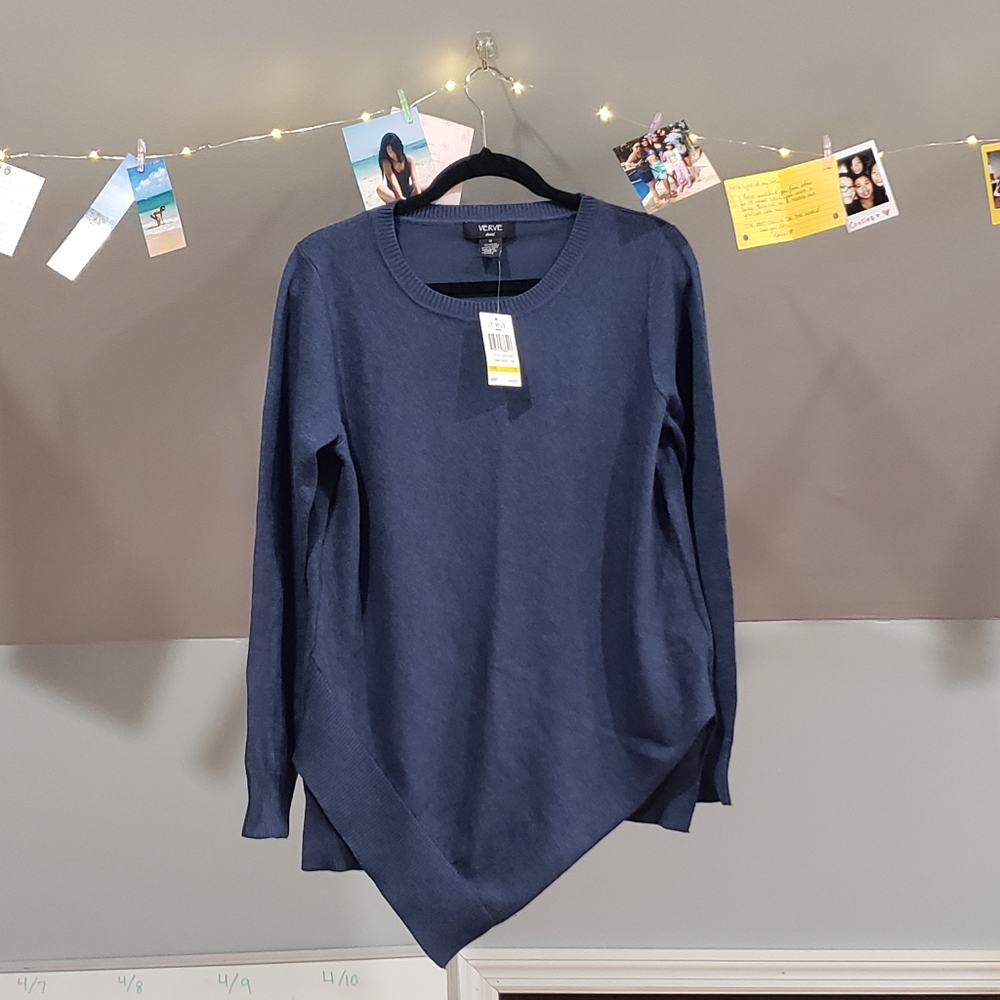 Verve Ami Asymmetrical Navy Long Sleeve Sweater